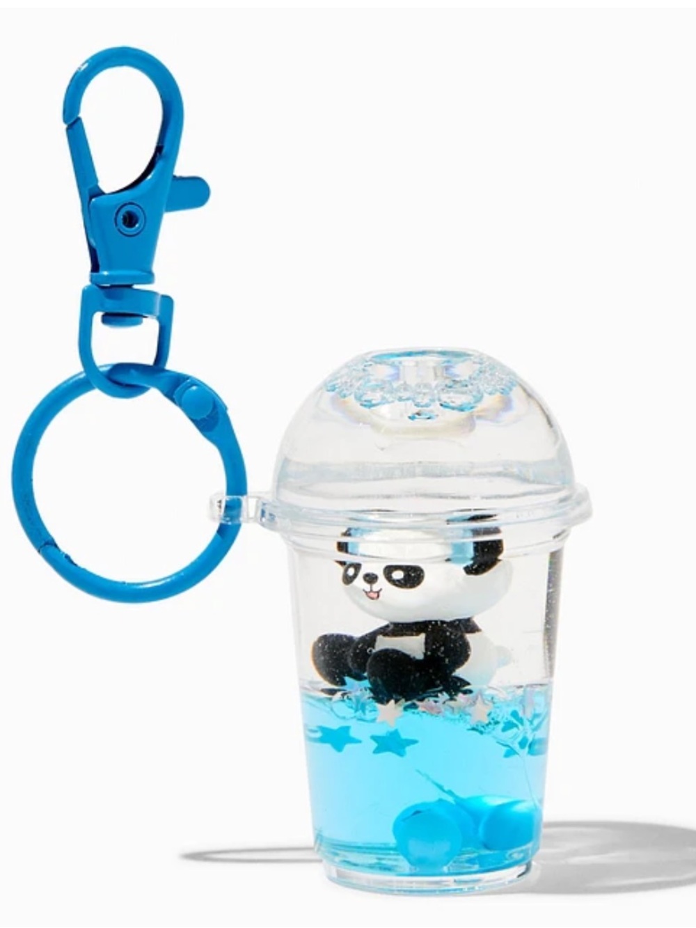 NWT Panda Bubble Cup Keychain / Clip Charm Blue Kawaii Novelty Accessory